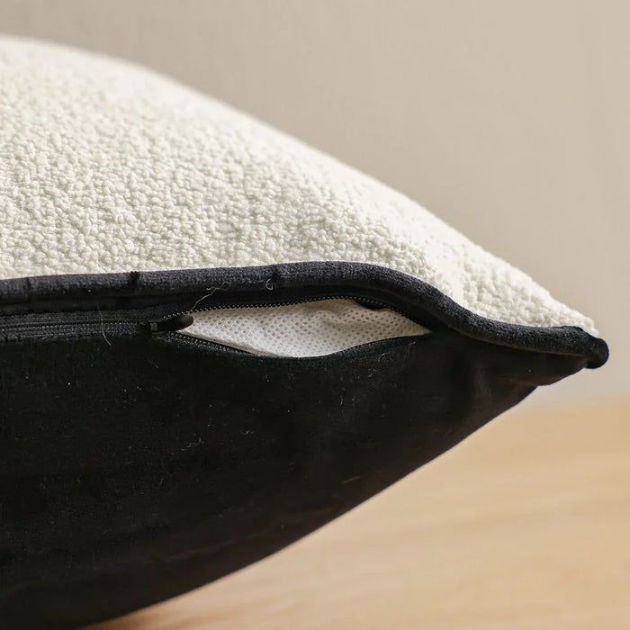 Patchwork Filled Cushion - Black & White - 30x50 cm