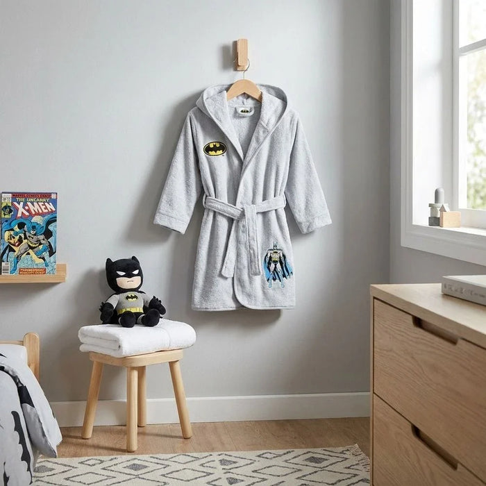 Batman Cotton Bathrobe With Hood-Grey