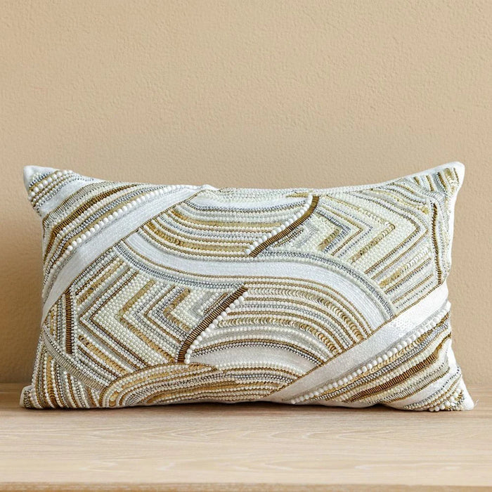 Royal Embellished Cushion Cover - White - Gold - 30x50 cm