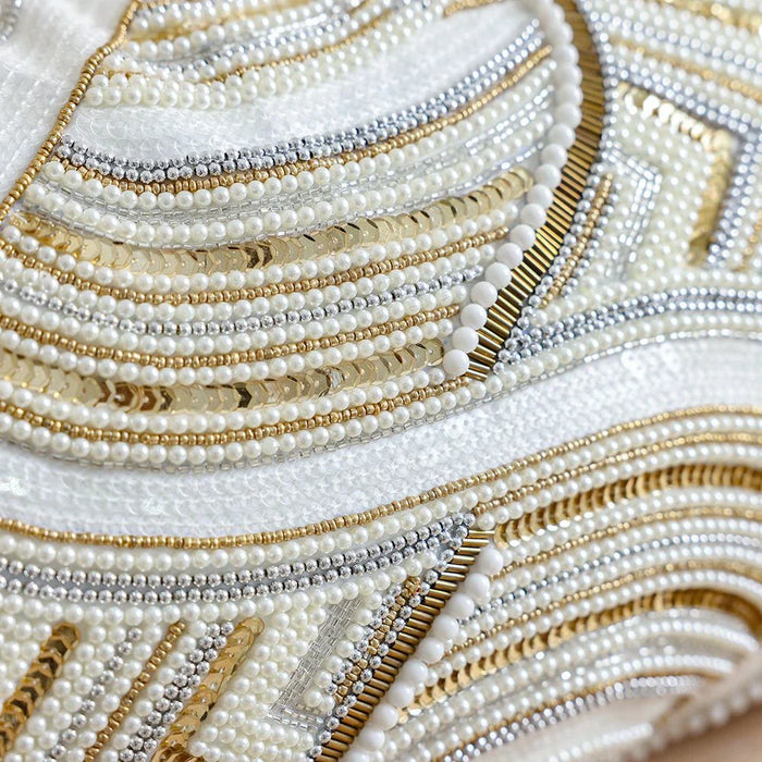 Royal Embellished Cushion Cover - White - Gold - 30x50 cm