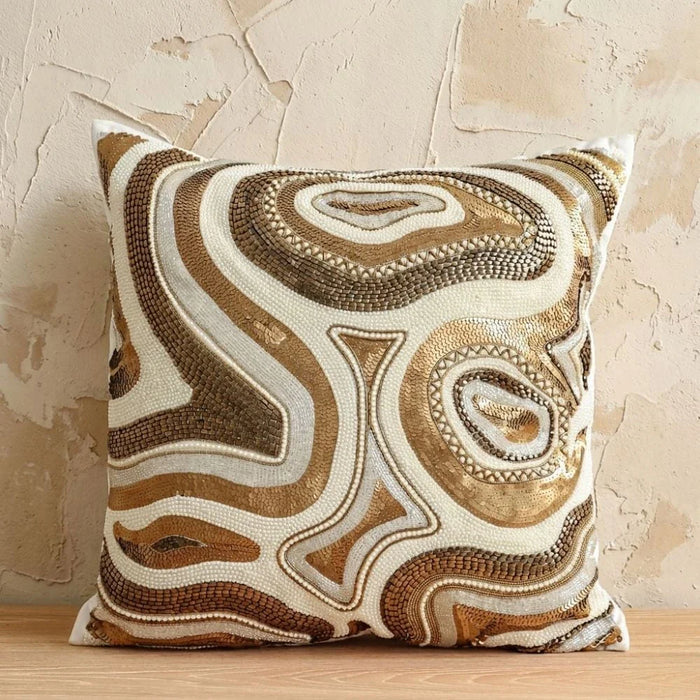 Royal Embellished Cushion Cover - White - Gold - 45x45 cm
