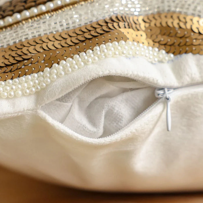 Royal Embellished Cushion Cover - White - Gold - 45x45 cm
