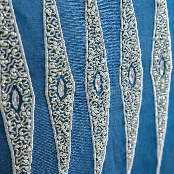 Haven Embellished Cushion Cover - Moroccan Blue - 45c45 cm