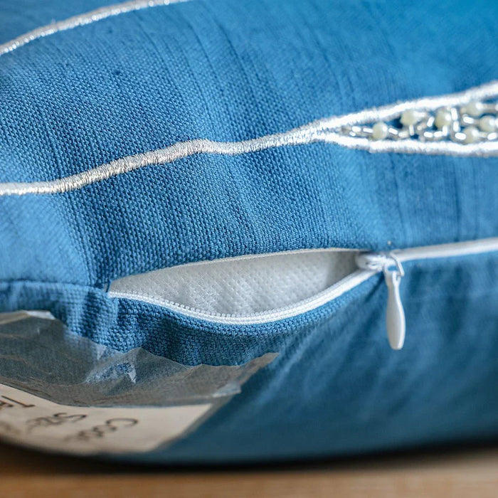 Haven Embellished Cushion Cover - Moroccan Blue - 45c45 cm