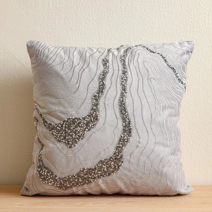 Maison Embellished Cushion Cover - Grey - 45x45 cm