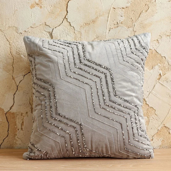 Cozy Embellished Cushion Cover - Grey - 45x45 cm