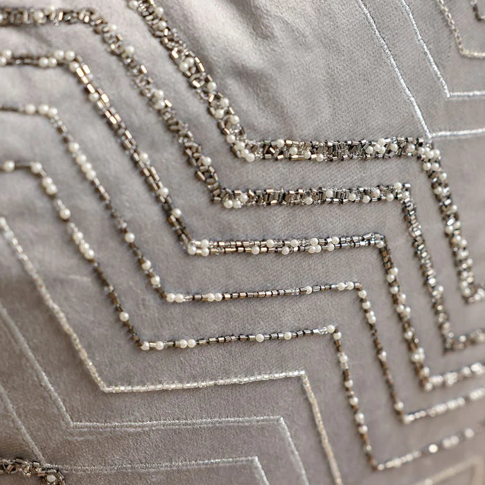 Cozy Embellished Cushion Cover - Grey - 45x45 cm