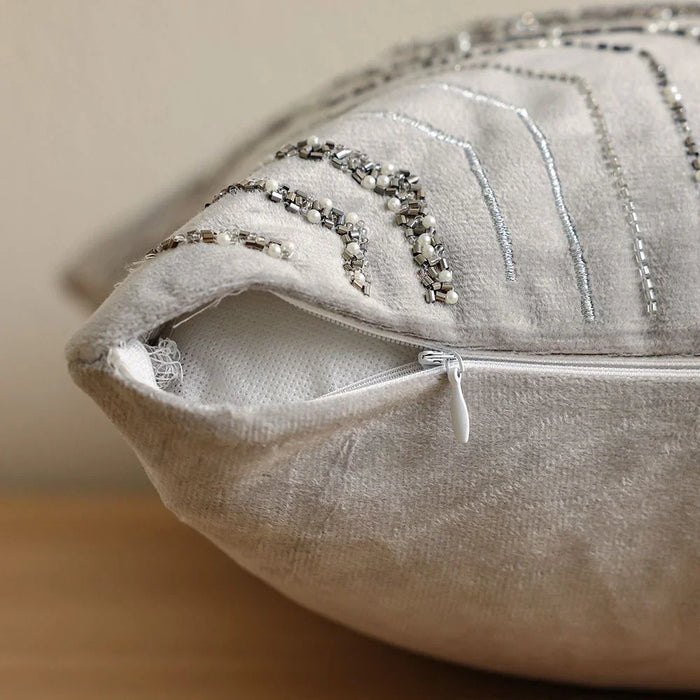 Cozy Embellished Cushion Cover - Grey - 45x45 cm