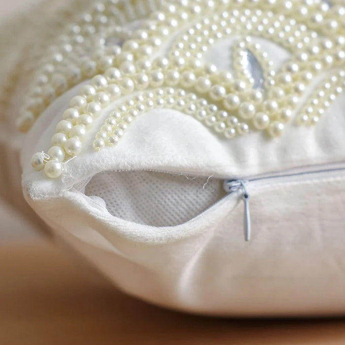Cozy Embellished Cushion Cover - White - 30x50 cm