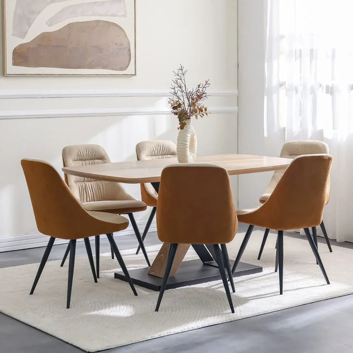 Weller 6-Seater Dining Set - Oak/Black - With 2-Year Warranty