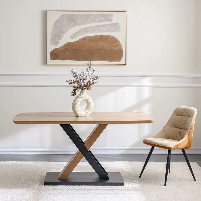 Weller 6-Seater Dining Set - Oak/Black - With 2-Year Warranty