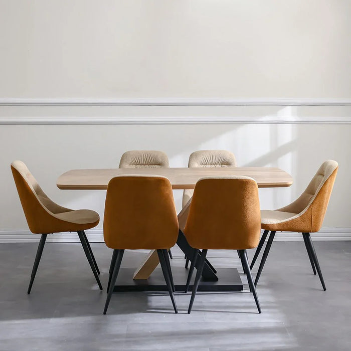 Weller 6-Seater Dining Set - Oak/Black - With 2-Year Warranty