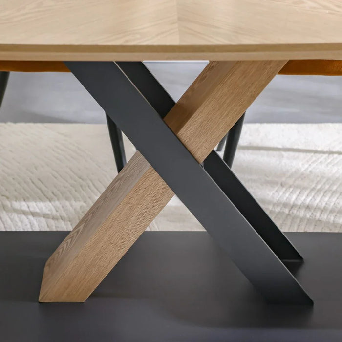 Weller 6-Seater Dining Set - Oak/Black - With 2-Year Warranty