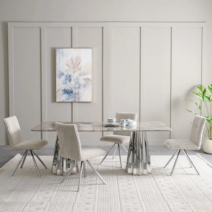Derin 1+8-Seater Dining Set with Swivel Chair-Grey/Beige-With 2-Year Warranty