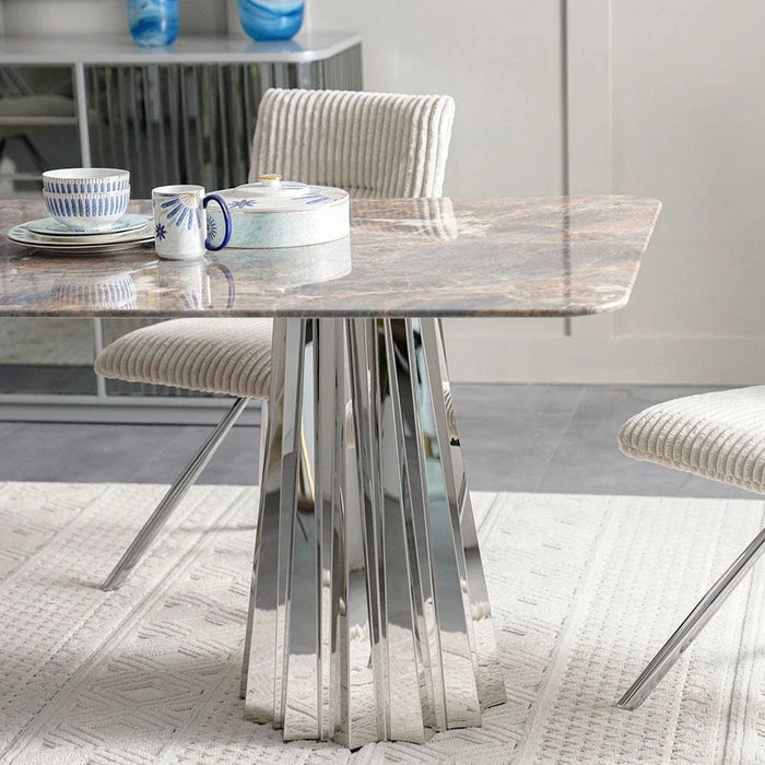 Derin 1+8-Seater Dining Set with Swivel Chair-Grey/Beige-With 2-Year Warranty