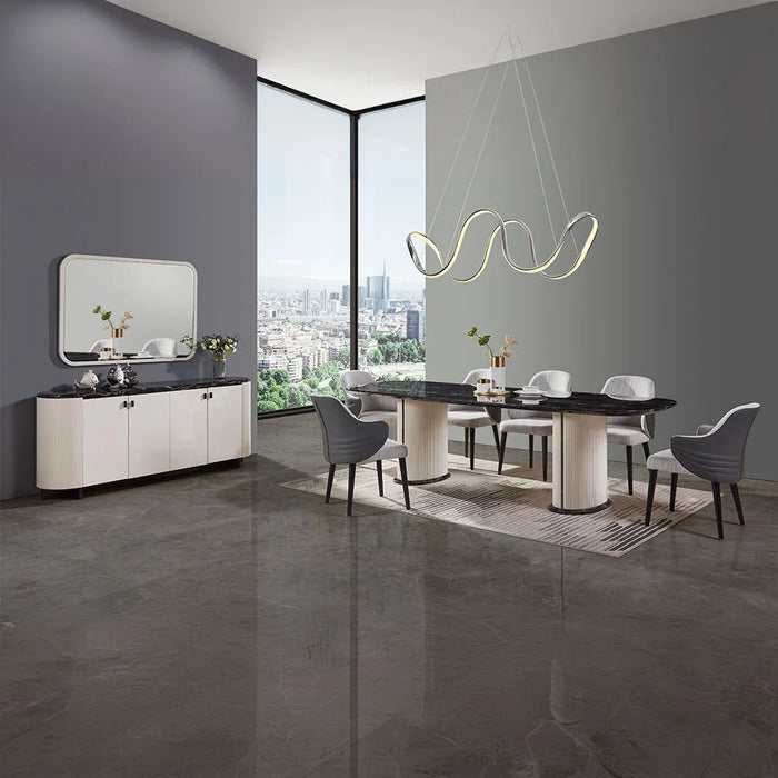 Krisalis 1 + 8-Seater Dining Setæ- Beige/Black - With 2-Year Warranty