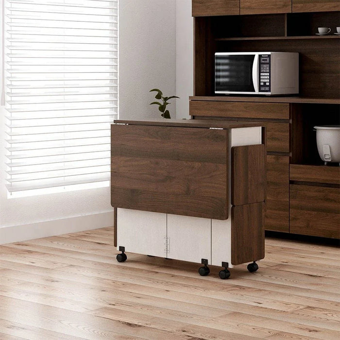 Algeria 1+4-Seater Folding Table Dining Set - White Ash/Brown Walnut - With 2-Year Warranty