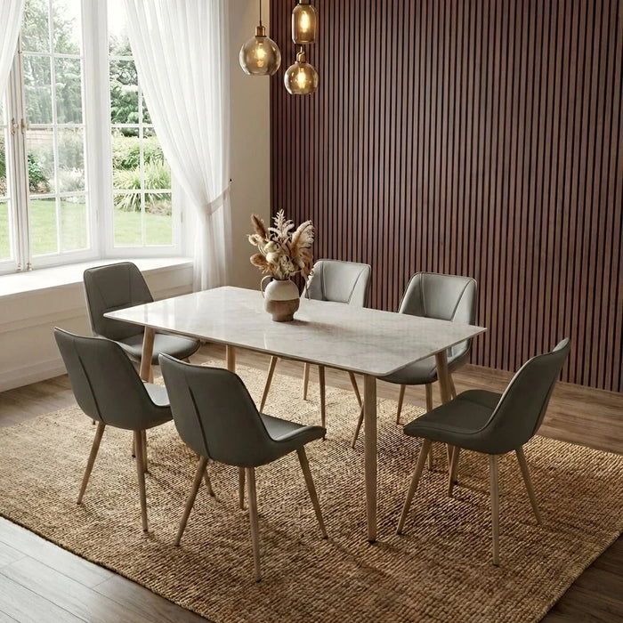 Neto 1+6-Seater Ceramic Dining Set - Grey - With 2-Year Warranty