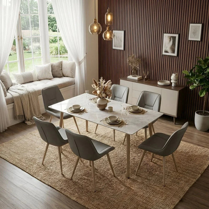 Neto 1+6-Seater Ceramic Dining Set - Grey - With 2-Year Warranty