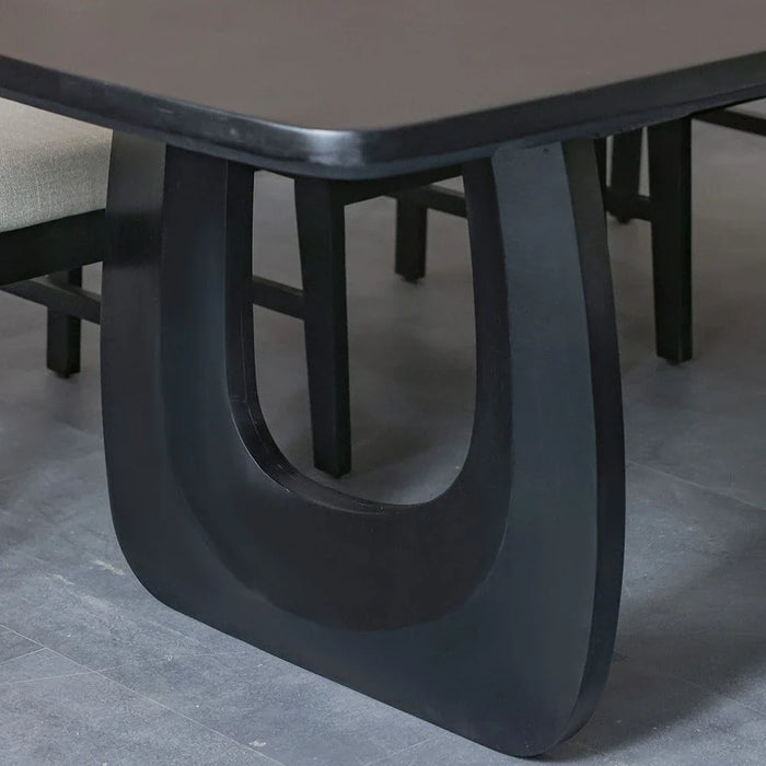 Leeds 1+8-Seater Wooden Dining Set - Black/Beige - With 2-Year Warranty