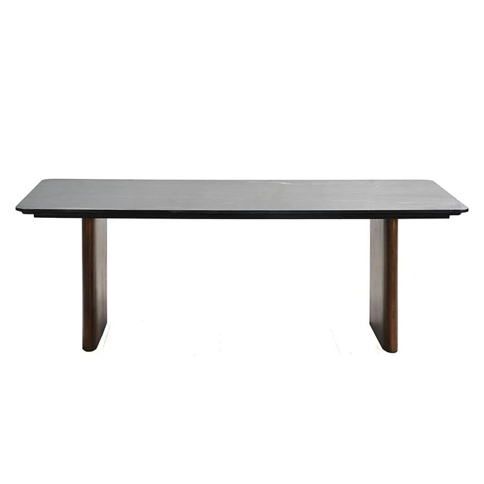 York 1+8-seater Marble Top Dining Set - Black/Walnut - With 2-Year Warranty