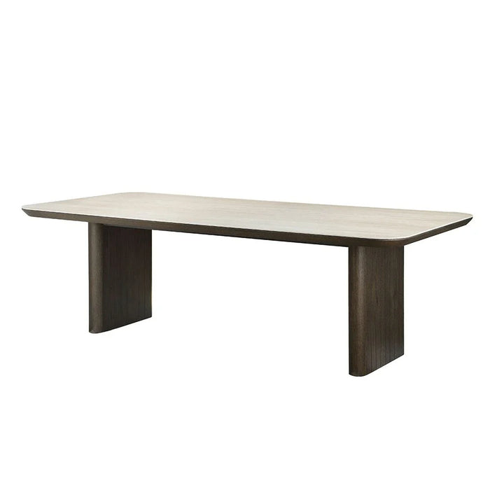 Brookside 1+8-Seater Stone Top Dining Set - Beige/Oak Veneer - With 2-Year Warranty
