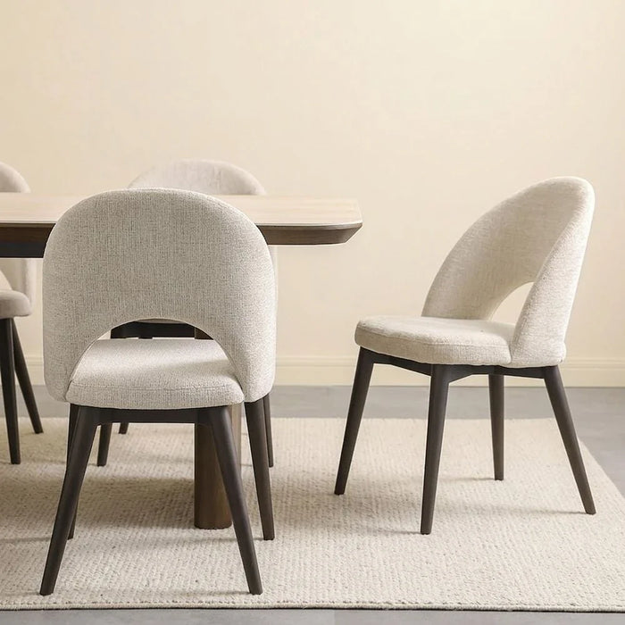 Brookside 1+8-Seater Stone Top Dining Set - Beige/Oak Veneer - With 2-Year Warranty