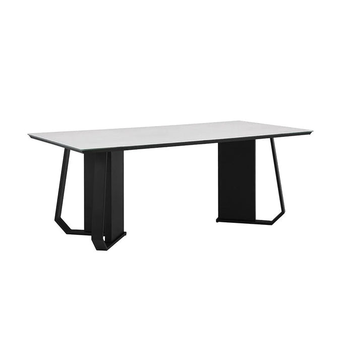 Everson 1+8-Seater Stone Top Dining Set - Matt Beige/Black - With 2-Year Warranty
