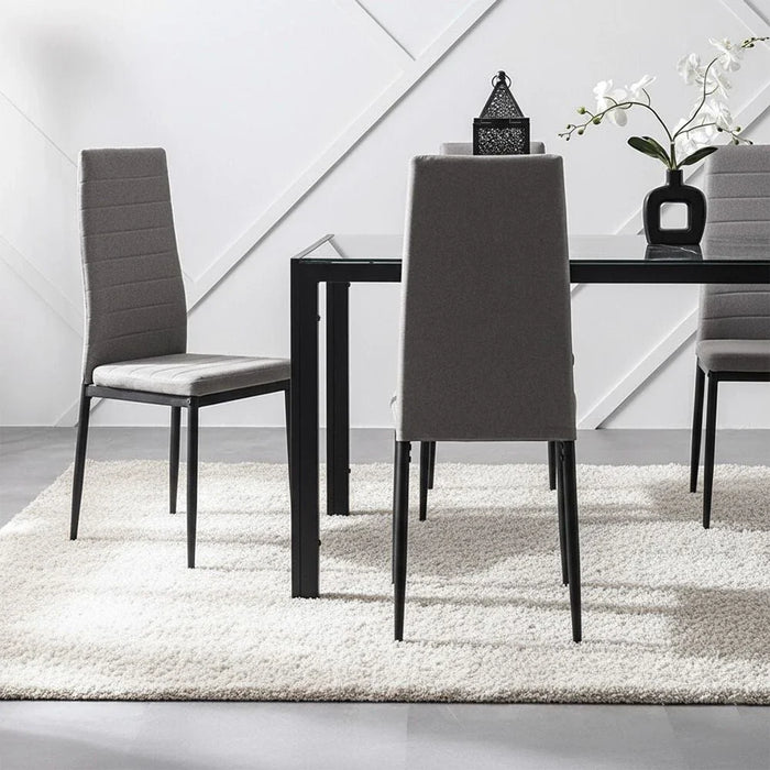 Sicilia 1+6 Tempered Glass Dining Set-Black/Grey