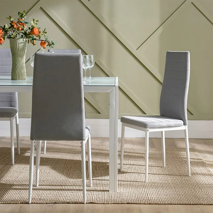 Sicilia 1+6 Tempered Glass Dining Set-White/Grey