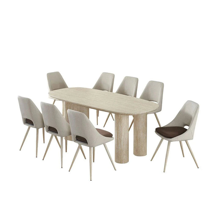 Nordic 1+8-Seater Dining Set - Beige/White - With 2-Year Warranty