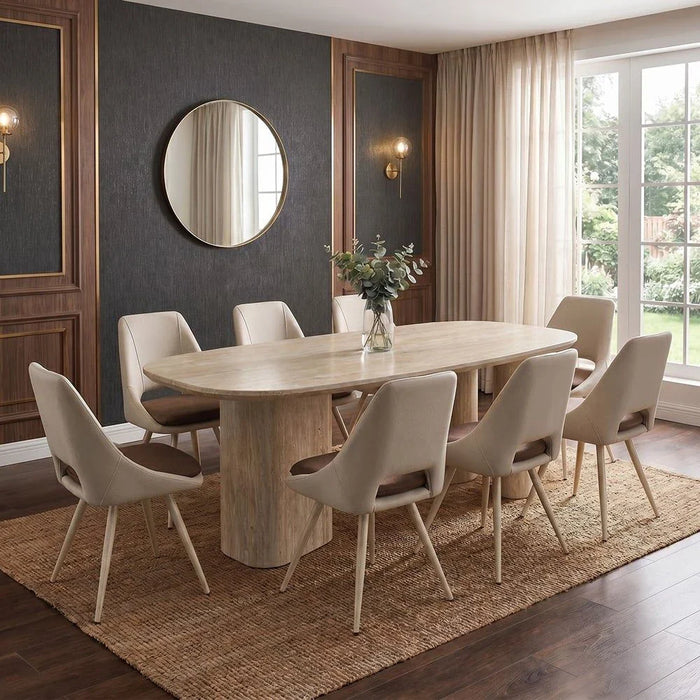 Nordic 1+8-Seater Dining Set - Beige/White - With 2-Year Warranty