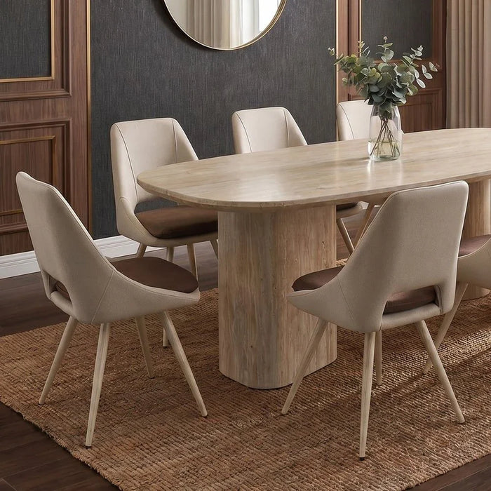 Nordic 1+8-Seater Dining Set - Beige/White - With 2-Year Warranty