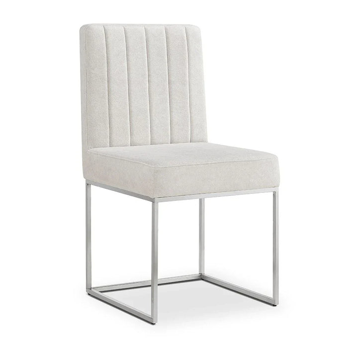 Monarch 1 + 8-Seater Dining Set - White/Beige/Brushed Silver - With 2-Year Warranty