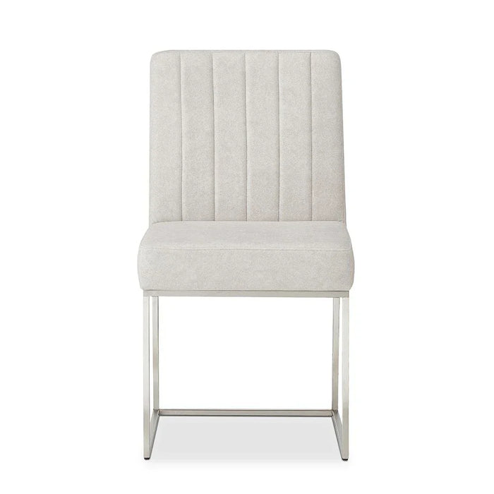 Monarch 1 + 8-Seater Dining Set - White/Beige/Brushed Silver - With 2-Year Warranty