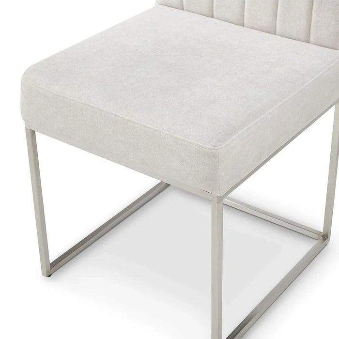 Monarch 1 + 8-Seater Dining Set - White/Beige/Brushed Silver - With 2-Year Warranty