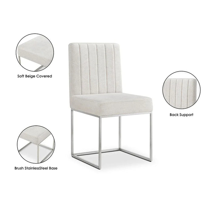 Monarch 1 + 8-Seater Dining Set - White/Beige/Brushed Silver - With 2-Year Warranty