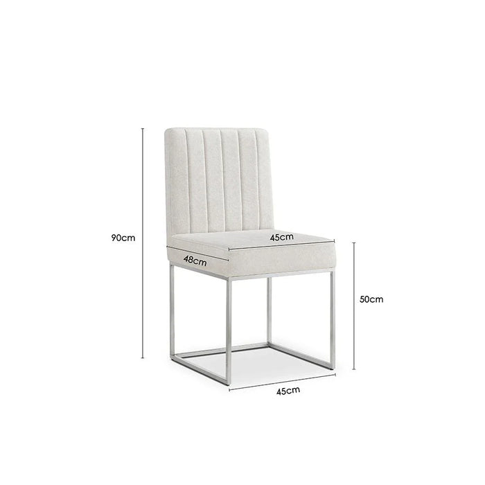 Monarch 1 + 8-Seater Dining Set - White/Beige/Brushed Silver - With 2-Year Warranty