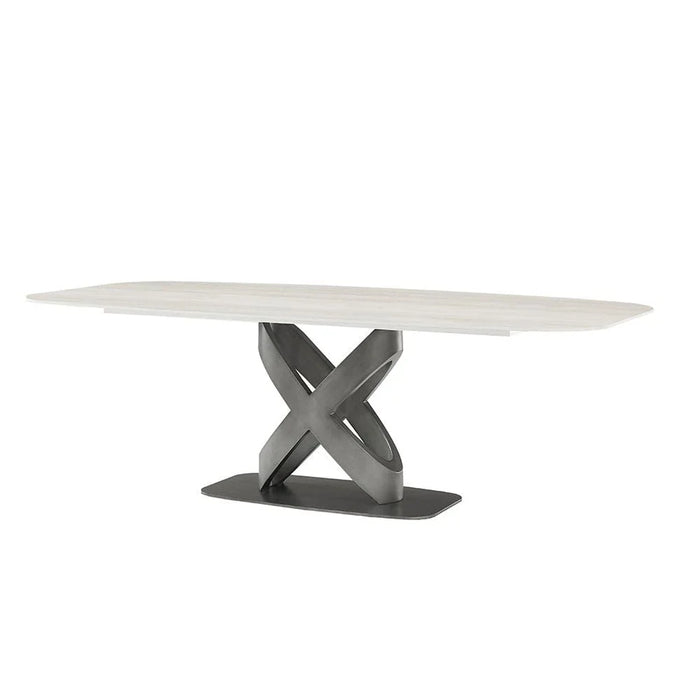 Richfield 1+8 Stone Top Dining Set - Beige/Silver Grey