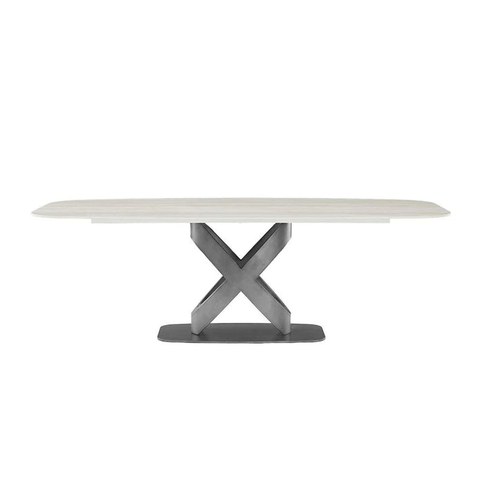 Richfield 1+8 Stone Top Dining Set - Beige/Silver Grey