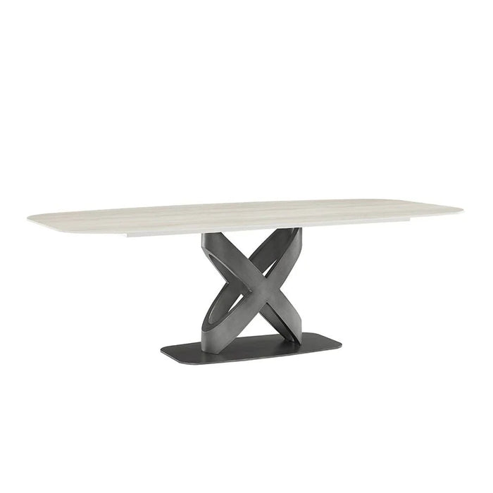 Richfield 1+8 Stone Top Dining Set - Beige/Silver Grey
