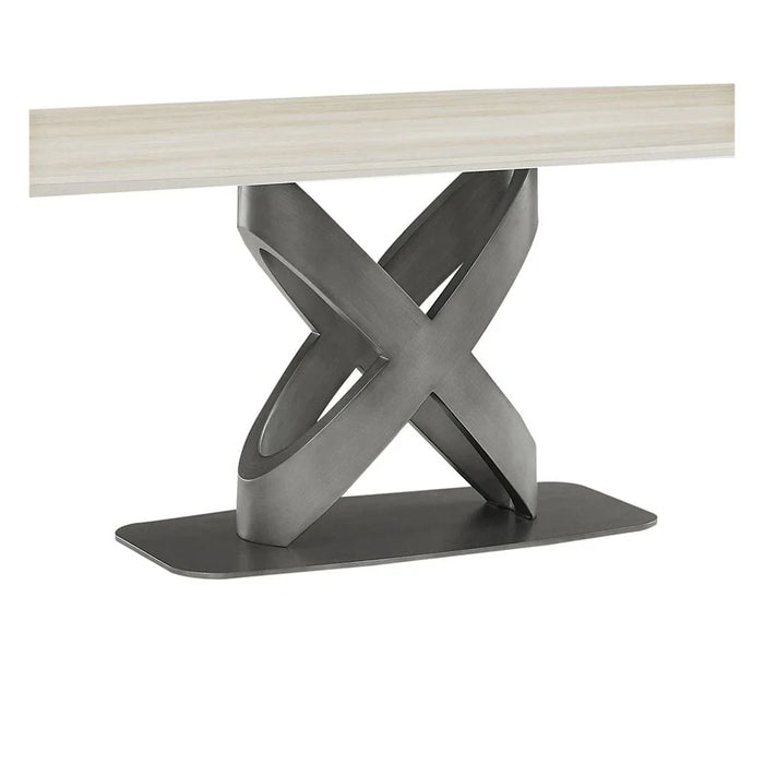 Richfield 1+8 Stone Top Dining Set - Beige/Silver Grey