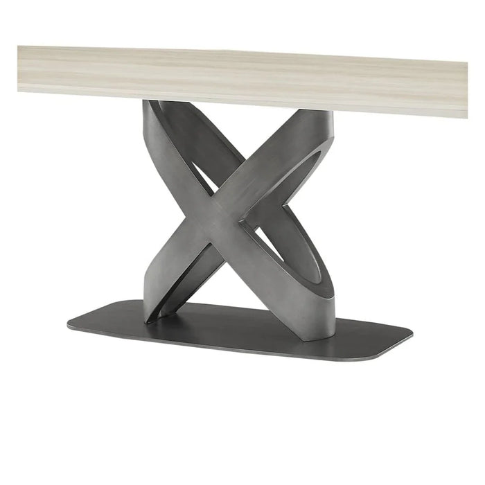 Richfield 1+8 Stone Top Dining Set - Beige/Silver Grey