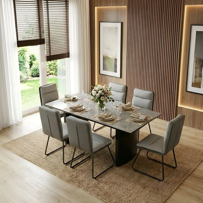 Arseni 1+6 Dining Set-Grey Sintered Stone