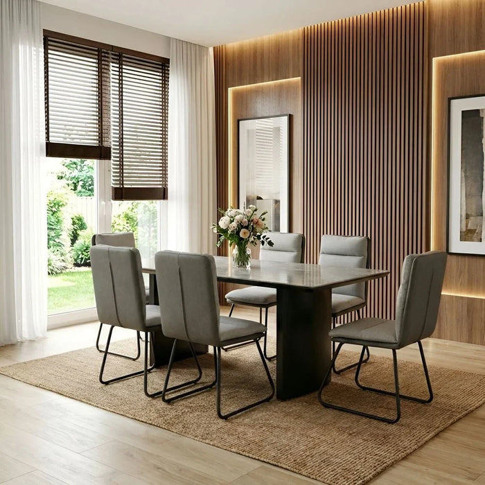 Arseni 1+6 Dining Set-Grey Sintered Stone
