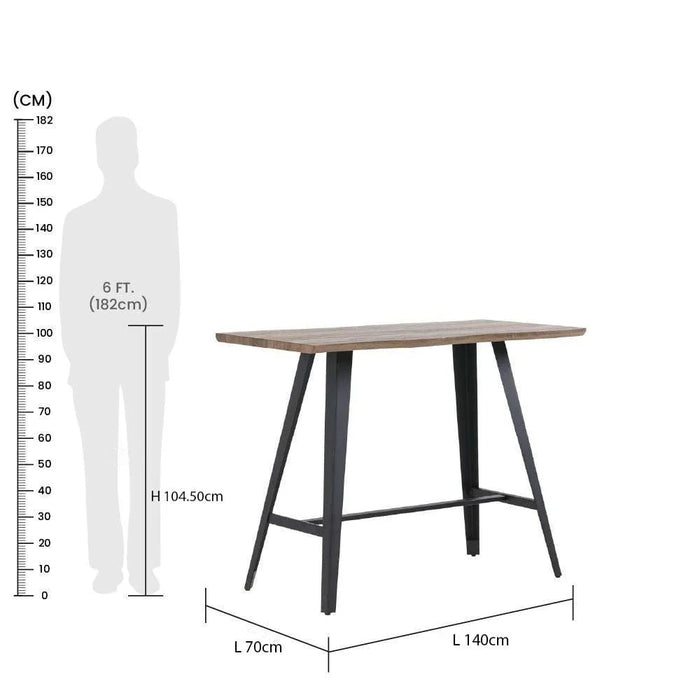 Gideon 4 Seater Counter Height Dining Table-Natural Oak/Brown