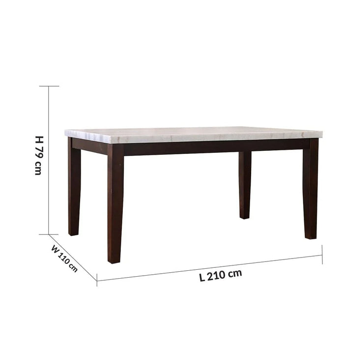 Brody 8-Seater Rectangular Marble Dining Table-White/Dark Walnut-With 2-Year Warranty