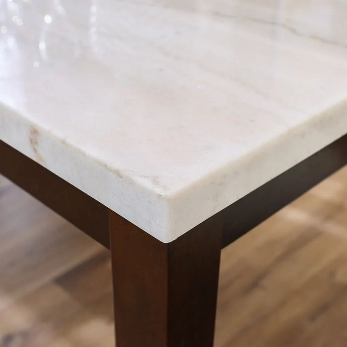 Brody 8-Seater Rectangular Marble Dining Table-White/Dark Walnut-With 2-Year Warranty