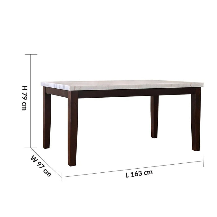 Brody 6-Seater Marble Dining Table-White/Dark Walnut-With 2-Year Warranty