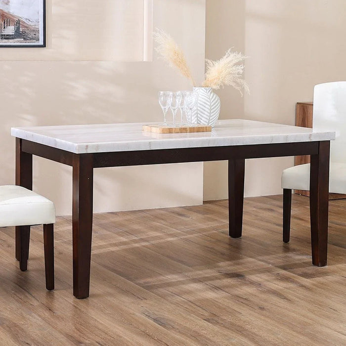 Brody 6-Seater Marble Dining Table-White/Dark Walnut-With 2-Year Warranty